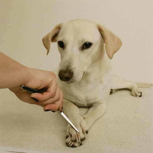 A dog's paw having its nails clipped